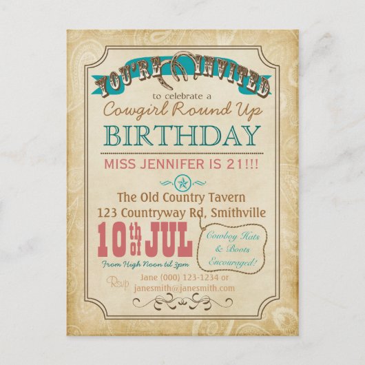 ウエスタンスタイルはがき招待状 インビテーションポストカード (正面)