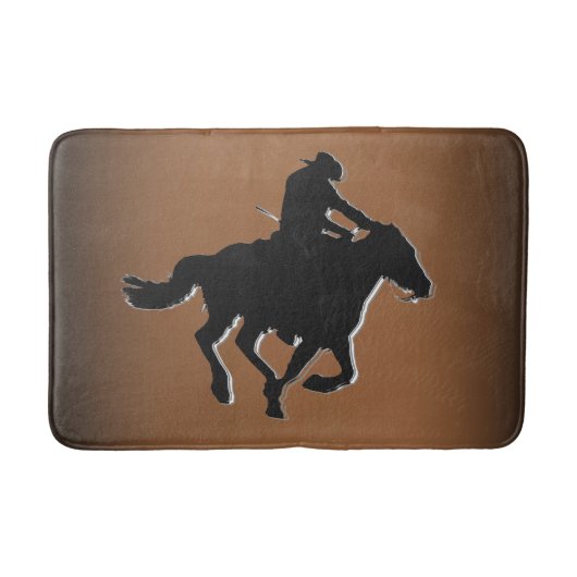 ウエスタンスタイルギャロピンホース&カウボーイ バスマット (正面)