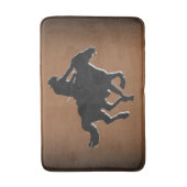 ウエスタンスタイルギャロピンホース&カウボーイ バスマット (正面縦)