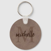 ウエスタンスタイルレザーデザインモノグラムキーチェーン キーホルダー (裏面)