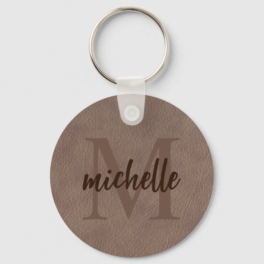 ウエスタンスタイルレザーデザインモノグラムキーチェーン キーホルダー (裏面)