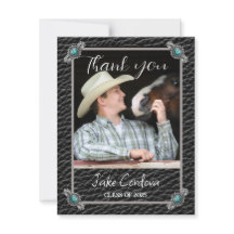 ウエスタンスタイル卒業写真サンキューカード