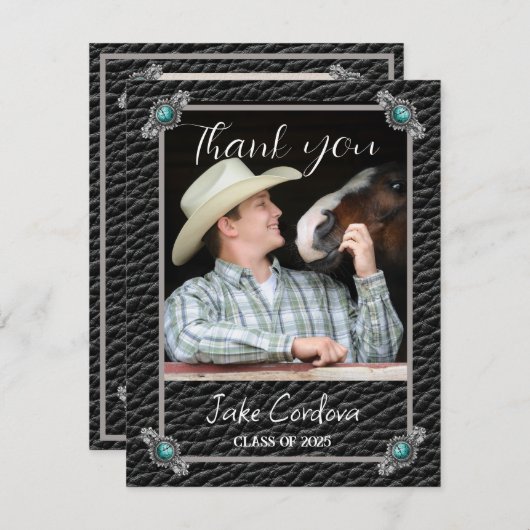 ウエスタンスタイル卒業写真サンキューカード サンキューカード (正面/裏面)