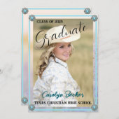 ウエスタンスタイル女性のカーボーイ写真卒業招待状 サンキューカード (正面/裏面)