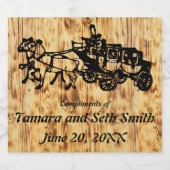 ウエスタンスタイル木製ボードと駅馬車 ビールラベル (シングルラベル)