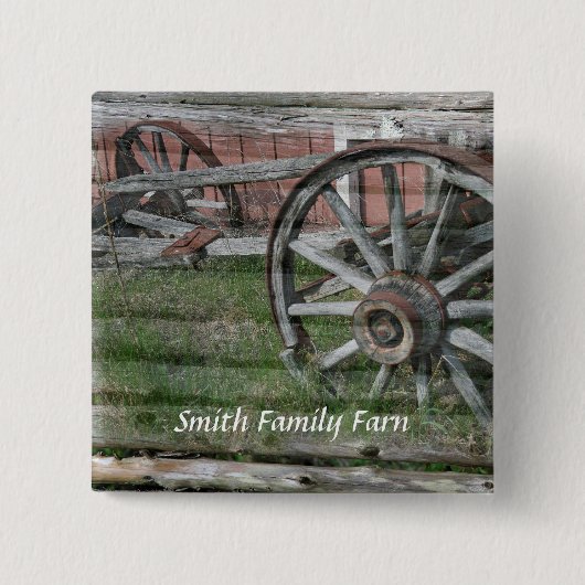 ウエスタンスタイル素朴ワゴンホイールピンボタン 缶バッジ (正面)