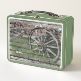 ウエスタンスタイル素朴ワゴンホイールランチボックス メタルランチボックス