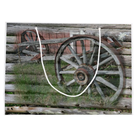 ウエスタンスタイル素朴ワゴンホイール抱き枕 ラージペーパーバッグ (裏面)