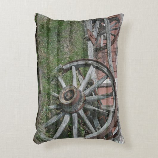 ウエスタンスタイル素朴ワゴンホイール装飾用クッション アクセントクッション (正面(垂直))