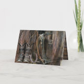 ウエスタンスタイル馬とカウボーイブーツノートカード ノートカード (裏面)