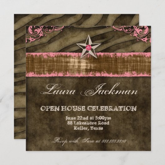 ウエスタンスターフォトカードコーラルグラードゼブラスエード2 招待状 (正面/裏面)