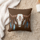 ウエスタンステアスカルと羽 クッション (ブランケット)