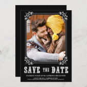 ウエスタンタイポグラフィセーブ・ザ・デート案内 招待状 (正面/裏面)