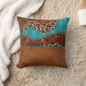 ウエスタンターコイズグリッターフローリッシュレザーヒョウ クッション (ブランケット)