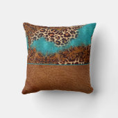 ウエスタンターコイズグリッターフローリッシュレザーヒョウ クッション (裏面)