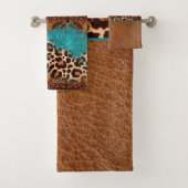 ウエスタンターコイズグリッターフローリッシュレザーヒョウ バスタオルセット (インサイチュ)
