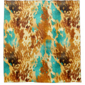 ウエスタンターコイズブラウンクリームコウィド シャワーカーテン (正面)