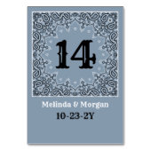 ウエスタンダスティブルーバンダナパーソナライズされたズ結婚ズ テーブルナンバー (裏面)