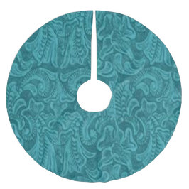 ウエスタンツフェイクールレザープリントティール（緑がかった色） ブラッシュドポリエステルツリースカート