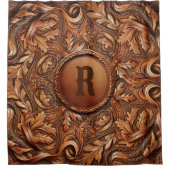 ウエスタンツードレザープリントカスタムイニシャル シャワーカーテン (正面)