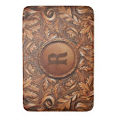 ウエスタンツードレザープリントカスタムイニシャル バスマット (正面縦)