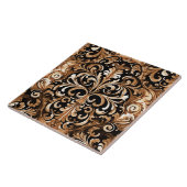 ウエスタンツーリッドレザールックデザインタンブラウン タイル (側面)