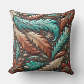 ウエスタンツーリドレザーターコイズ羽毛 クッション (正面)