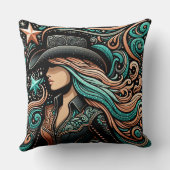 ウエスタンツーリドレザープリント女性のカーボーイ クッション (裏面)