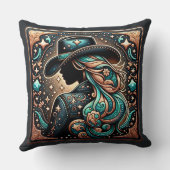 ウエスタンツーリドレザープリント女性のカーボーイ クッション (裏面)