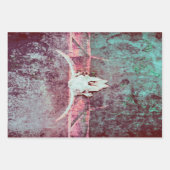 ウエスタンテクスグランジチャ素朴ティール(緑がかった色)ブルスカル ラッピングペーパーシート (正面)