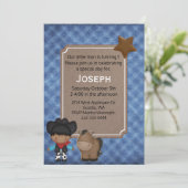 ウエスタンテーマド男の赤ちゃんファースト誕生日 招待状 (スタンド正面)