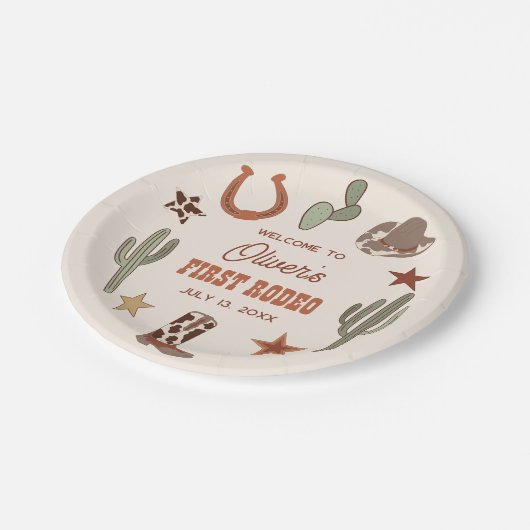 ウエスタンテーマファーストロデオ誕生日 ペーパープレート (アングル)