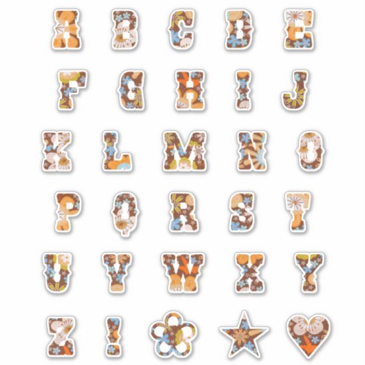 ウエスタンテーマフローラモノグラム |アルファベット シール (正面)