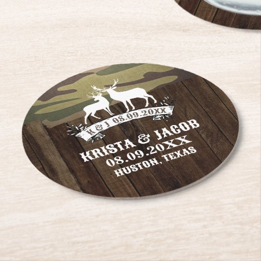 ウエスタンディアザ狩りオーバー結婚式の引き出物 ラウンドペーパーコースター (アングル)