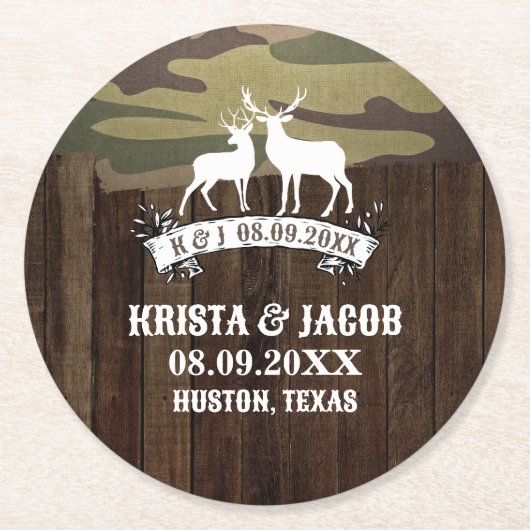 ウエスタンディアザ狩りオーバー結婚式の引き出物 ラウンドペーパーコースター (正面)