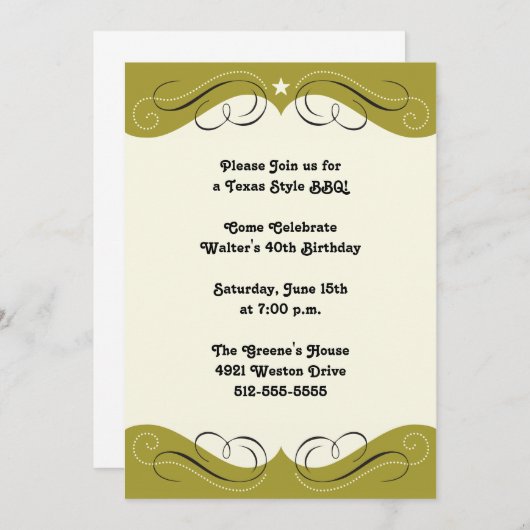 ウエスタンデザインパーティの招待状 招待状 (正面/裏面)