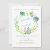 ウエスタンデザートサクタスフラワーウッド水彩アート 招待状 (正面)