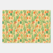 ウエスタンデザートサボテンフローラ開花パターン ラッピングペーパーシート (正面)