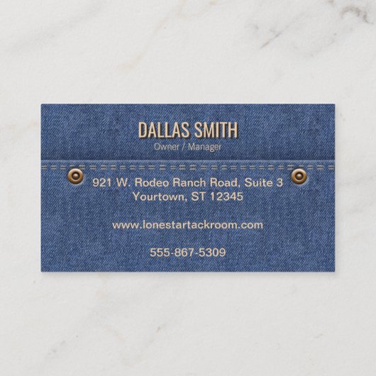 ウエスタンデニムブルー | レザーラベルカントリービジネス 名刺 (裏面)
