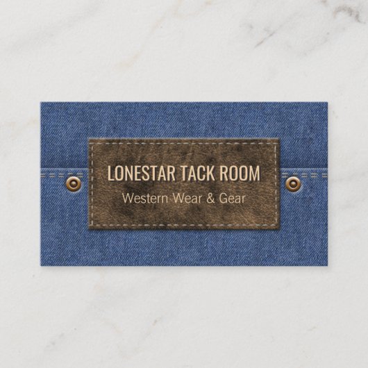 ウエスタンデニムブルー | レザーラベルカントリービジネス 名刺 (正面)