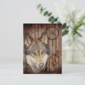 ウエスタンドリームキャッチャー先住民アメリカインディアン狼 ポストカード (スタンド正面)