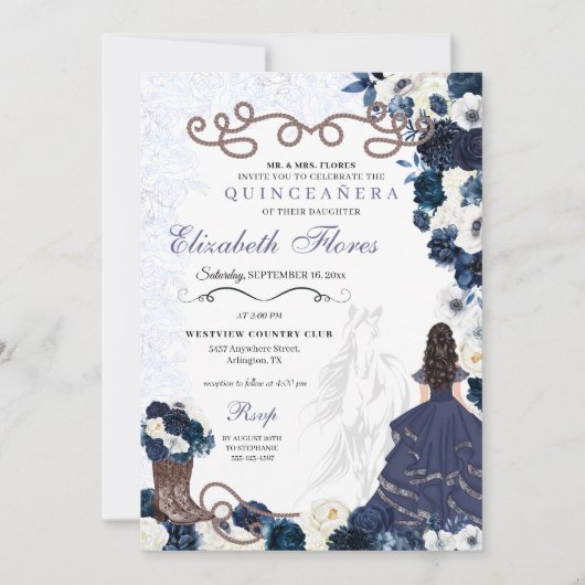 ウエスタンネイビーブループリンセスチャラキンセニェラ 招待状 (正面)