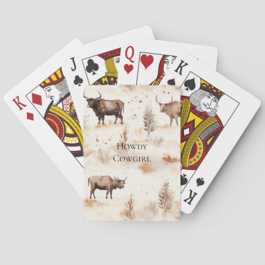 ウエスタンハイランドウシズカウボーイ女性のカーボーイ トランプ (裏面)