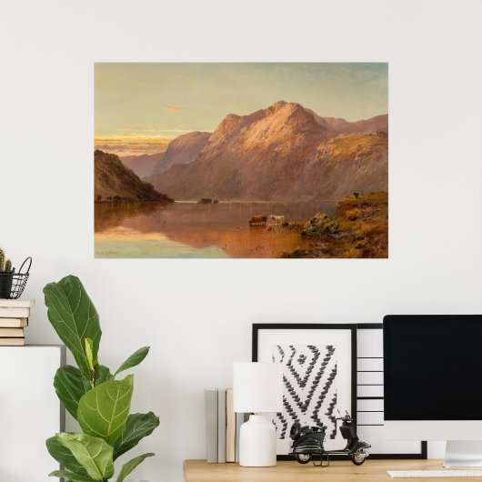 ウエスタンハイランドランドスケープヴィンテージ絵画ランチ ポスター (ホームオフィス)