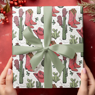 ウエスタンハウディクリスマス女性のカーボーイ ラッピングペーパー