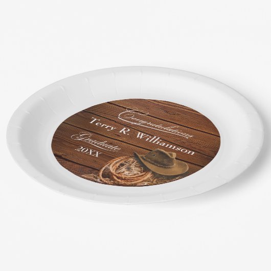 ウエスタンハットとラッソの卒業党 ペーパープレート (アングル)