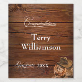 ウエスタンハットとラッソの卒業式パーティー ワインラベル (シングルラベル)