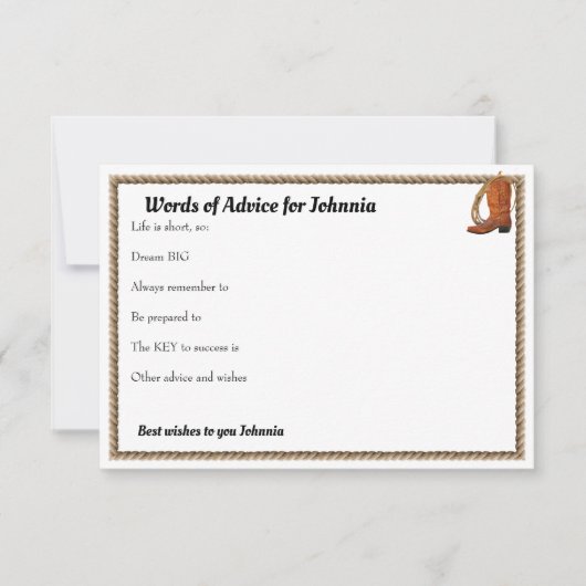 ウエスタンハットとラリアットの大学院アドバイス ノートカード (正面)