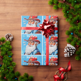 ウエスタンハットのサンタクロース クリスマス ラッピングペーパー