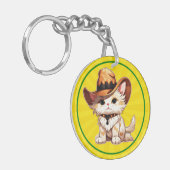 ウエスタンハットの猫のクリップアート-85247 キーホルダー (正面左)